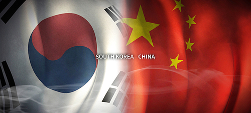 한국과 중국의 글로벌 비지니스 컨셉 국기 3d background. south korea and china flag.