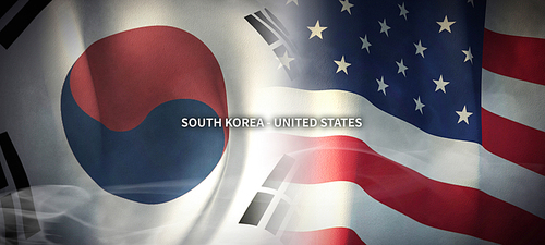 한국과 미국의 글로벌 비지니스 컨셉 국기 3d background. south korea and united states flag.