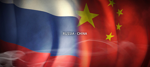 러시아와 중국의 글로벌 비지니스 컨셉 국기 3d background. russia and china flag.