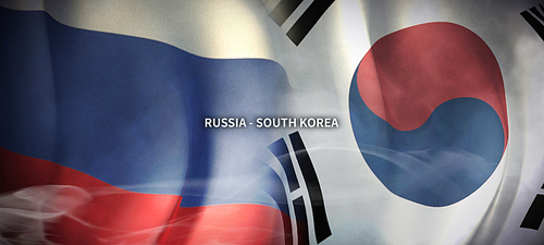 러시아와 한국의 글로벌 비지니스 컨셉 국기 3d background. russia and south korea flag.