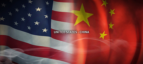미국과 중국의 글로벌 비지니스 컨셉 국기 3d background. US and china flag.