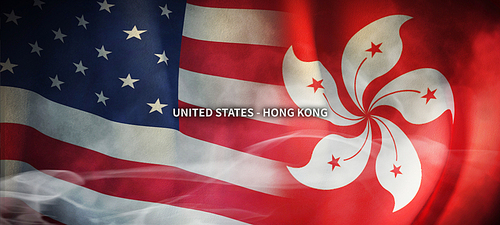 미국과 홍콩의 글로벌 비지니스 컨셉 국기 3d background. US and hongkong flag.