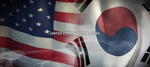 미국과 한국의 글로벌 비지니스 컨셉 국기 3d background. US and south korea flag.