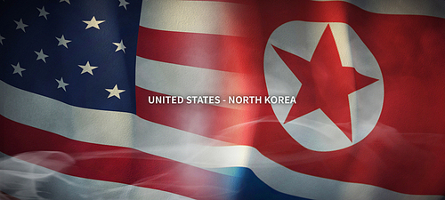 미국과 북한의 글로벌 비지니스 컨셉 국기 3d background. US and north korea flag.