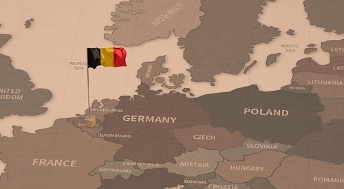 빈티지 맵위의 벨기에 국기. belgium flag.