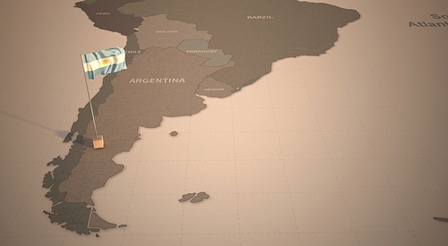 빈티지 맵 위의 아르헨티나 국기. argentina flag.