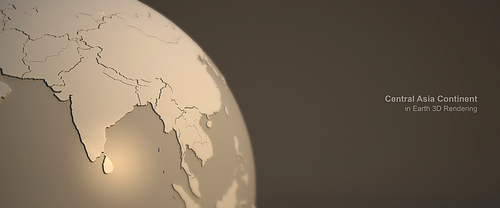어두운배경의 지구 3d rendering. 남아시아의 그래픽.