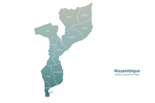 모잠비크 지도. 그린컬러의 아프리카 국가지도 vector.