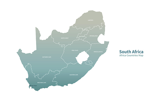 남아공 지도. 그린컬러의 아프리카 국가지도 vector.
