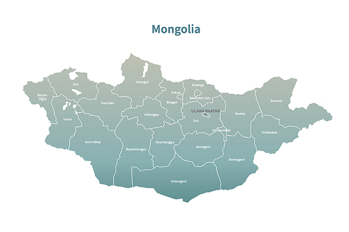 몽골 지도. 그린컬러의 아시아 국가지도 vector.