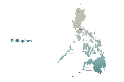 필리핀 지도. 그린컬러의 아시아 국가지도 vector.