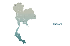태국 지도. 그린컬러의 아시아 국가지도 vector.