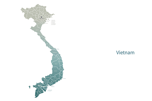 베트남 지도. 그린컬러의 아시아 국가지도 vector.