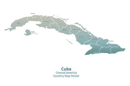 쿠바 지도. 그린컬러의 중앙아메리카 국가지도 vector.