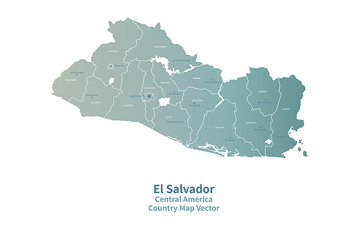 엘살바도르  지도. 그린컬러의 중앙아메리카 국가지도 vector.