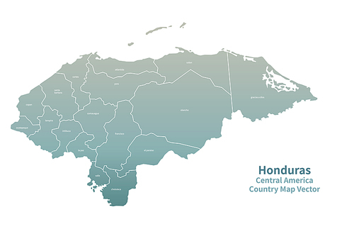 온두라스 지도. 그린컬러의 중앙아메리카 국가지도 vector.