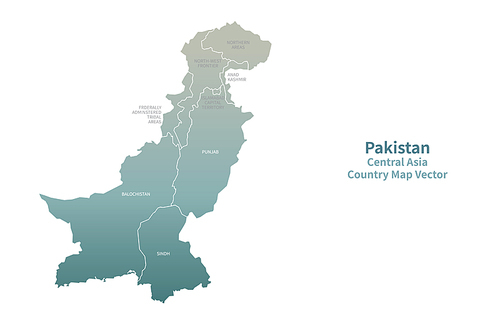 파키스탄 지도. 그린컬러의 중앙아시아 국가지도 vector.