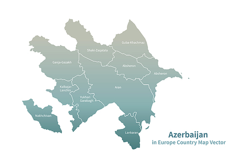 아제르바이잔 지도. 그린컬러의 유럽 국가지도 vector.