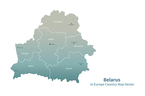 벨라루스 지도. 그린컬러의 유럽 국가지도 vector.