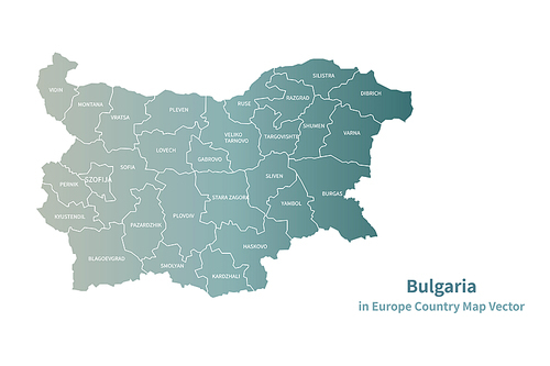 불가리아 지도. 그린컬러의 유럽 국가지도 vector.