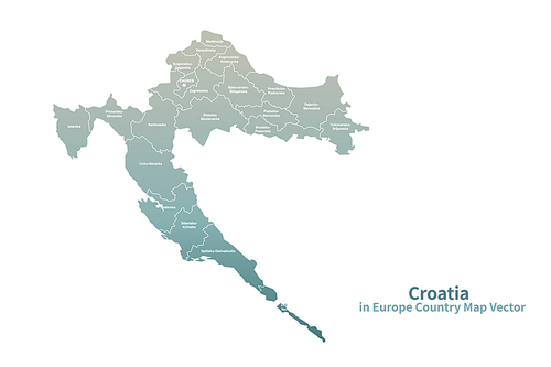 크로아티아 지도. 그린컬러의 유럽 국가지도 vector.