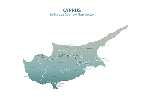 사이프러스 지도. 그린컬러의 유럽 국가지도 vector.