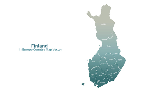 핀란드 지도. 그린컬러의 유럽 국가지도 vector.