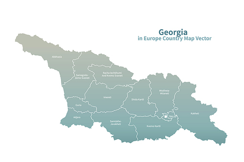 조지아 지도. 그린컬러의 유럽 국가지도 vector.