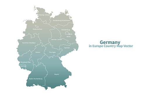 독일 지도. 그린컬러의 유럽 국가지도 vector.