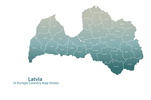 라트비아 지도. 그린컬러의 유럽 국가지도 vector.
