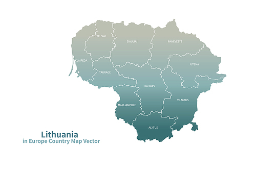 리투아니아 지도. 그린컬러의 유럽 국가지도 vector.