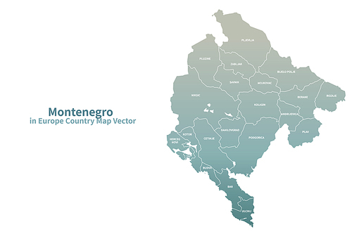 몬테네그로 지도. 그린컬러의 유럽 국가지도 vector.