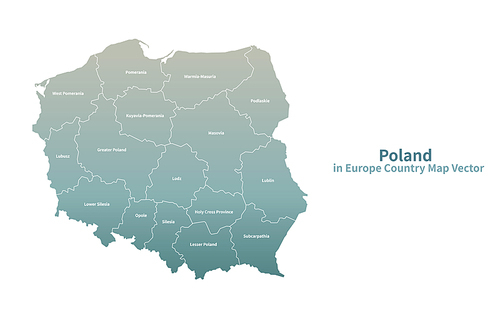 폴란드 지도. 그린컬러의 유럽 국가지도 vector.