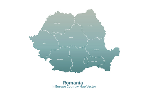 루마니아  지도. 그린컬러의 유럽 국가지도 vector.