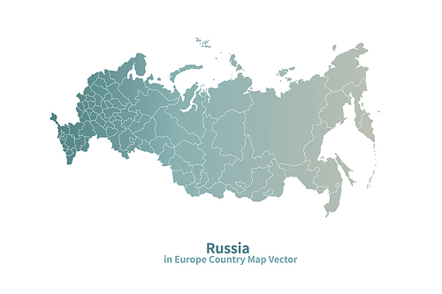러시아 지도. 그린컬러의 유럽 국가지도 vector.