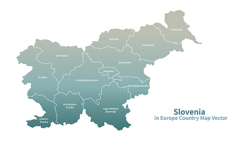 슬로베니아 지도. 그린컬러의 유럽 국가지도 vector.