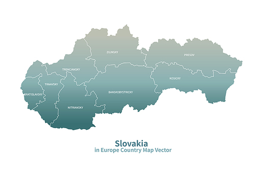 슬로바키아 지도. 그린컬러의 유럽 국가지도 vector.