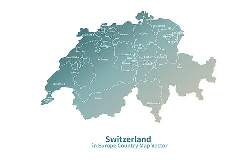 스위스 지도. 그린컬러의 유럽 국가지도 vector.