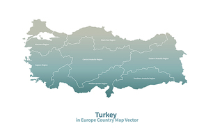 터키 지도. 그린컬러의 유럽 국가지도 vector.