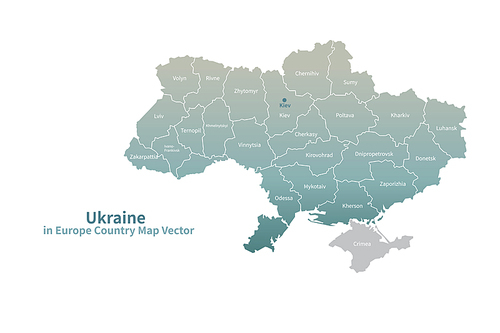 우크라이나 지도. 그린컬러의 유럽 국가지도 vector.