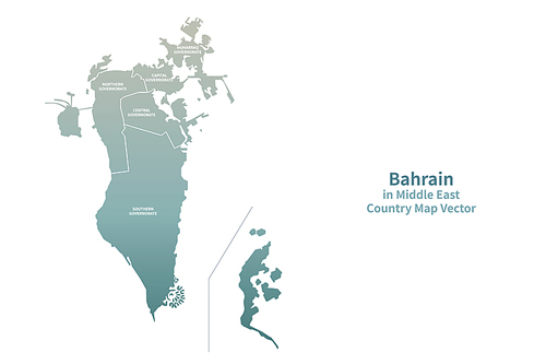 바레인 지도. 그린컬러의 중동,아랍 국가지도 vector.
