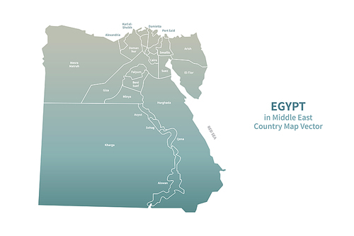 이집트 지도. 그린컬러의 중동,아랍 국가지도 vector.