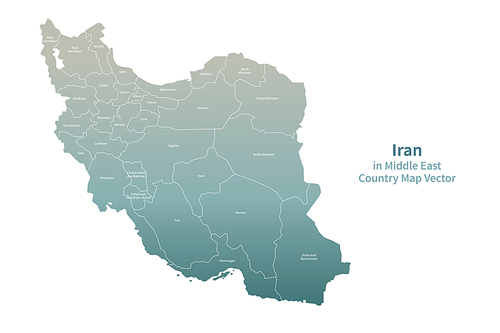 이란 지도. 그린컬러의 중동,아랍 국가지도 vector.