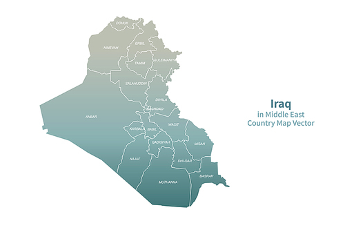 이라크 지도. 그린컬러의 중동,아랍 국가지도 vector.