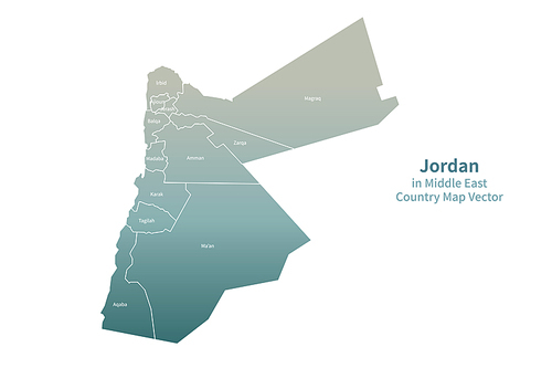 요르단 지도. 그린컬러의 중동,아랍 국가지도 vector.