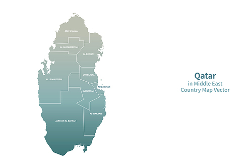 카타르 지도. 그린컬러의 중동,아랍 국가지도 vector.