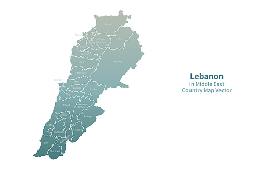 레바논 지도. 그린컬러의 중동,아랍 국가지도 vector.