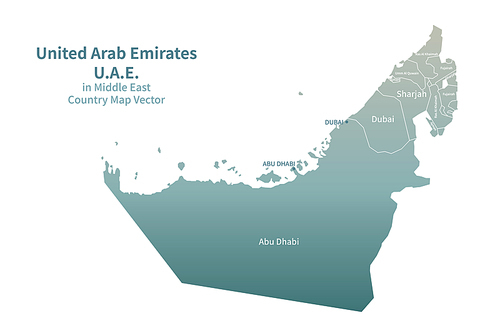 아랍에미레이트 지도. 그린컬러의 중동,아랍 국가지도 vector.