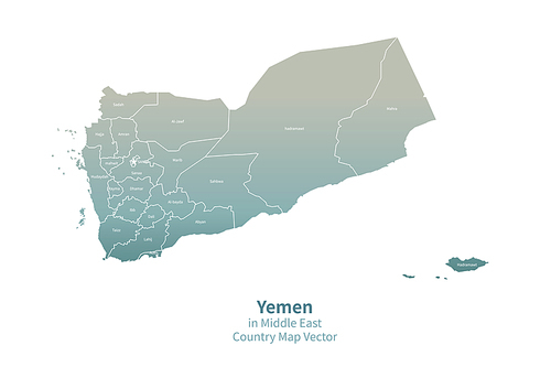 예멘 지도. 그린컬러의 중동,아랍 국가지도 vector.