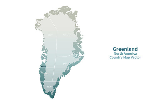 그린란드 지도. 그린컬러의 북아메리카 국가지도 vector.
